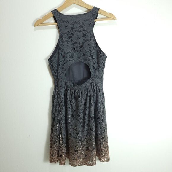 AEO Gray Lace Dress with Rose Gold Ombre - Picture 6 of 11